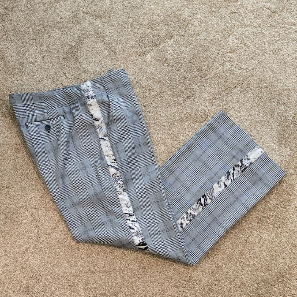 Fever Black/White Dress Slacks with Tuxedo Stripe